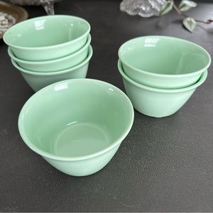Six Vintage Dallas Ware Mint Green Bouillon Cups or Custard Cups